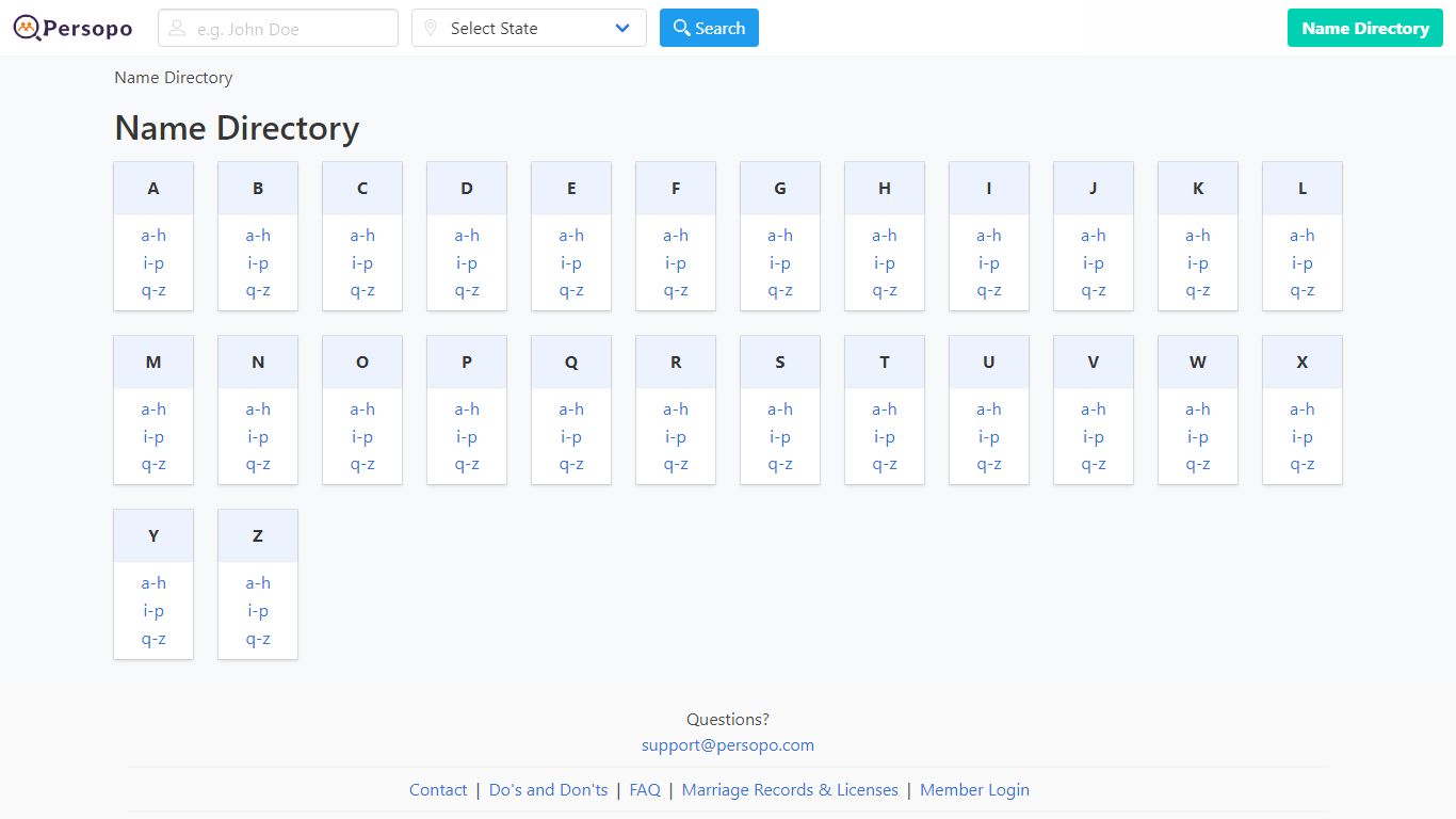 Name Directory for the USA - Persopo People Search