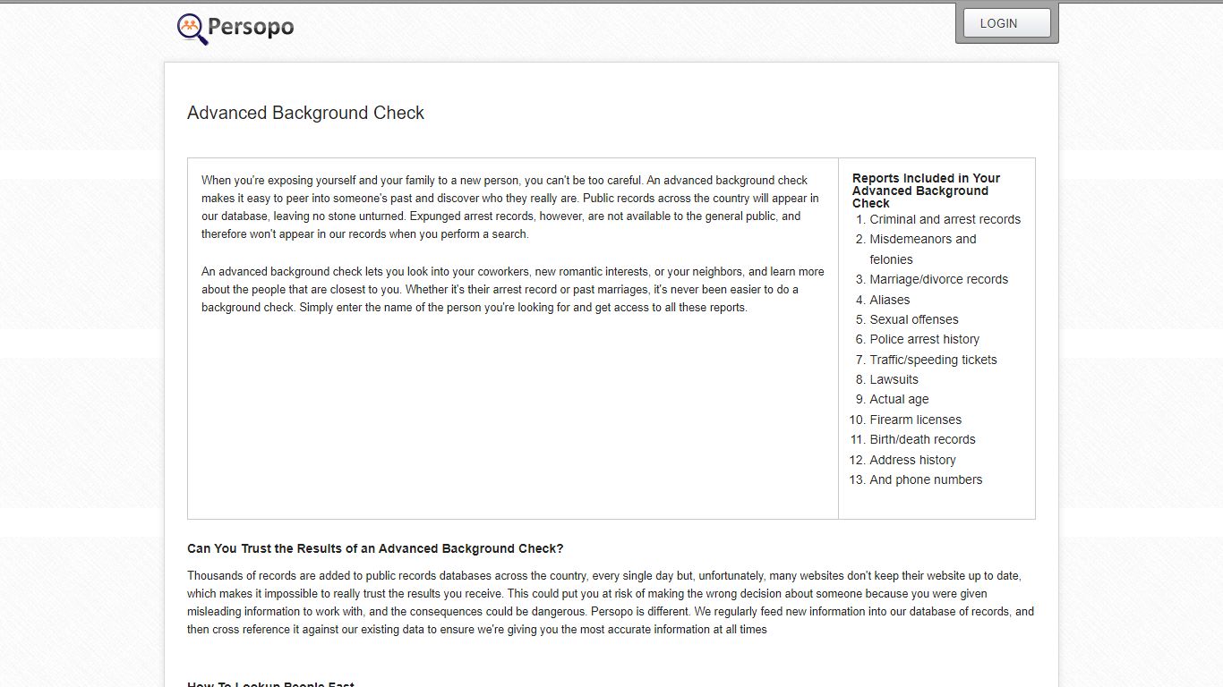 Advanced Background Check - Persopo People Search